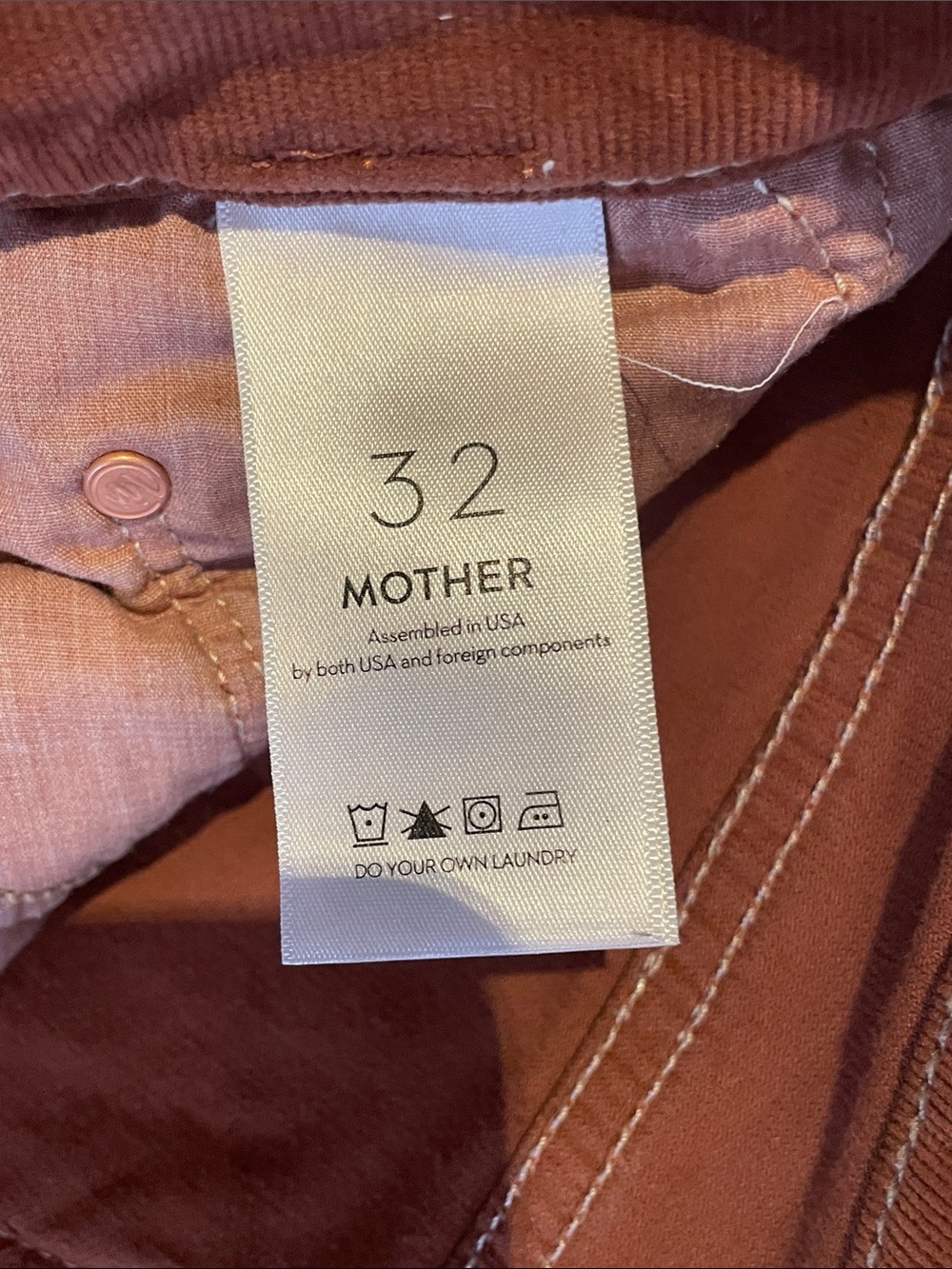 MOTHER THE TOMCAT ANKLE Corduroy Pants size: 32 burnt orange color - Picture 11 of 16
